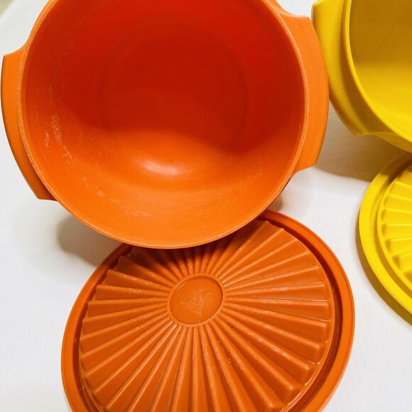 Vintage Tupperware Bowl Lot, Orange, Yellow, Brown, Clear - Picture 13 of 16